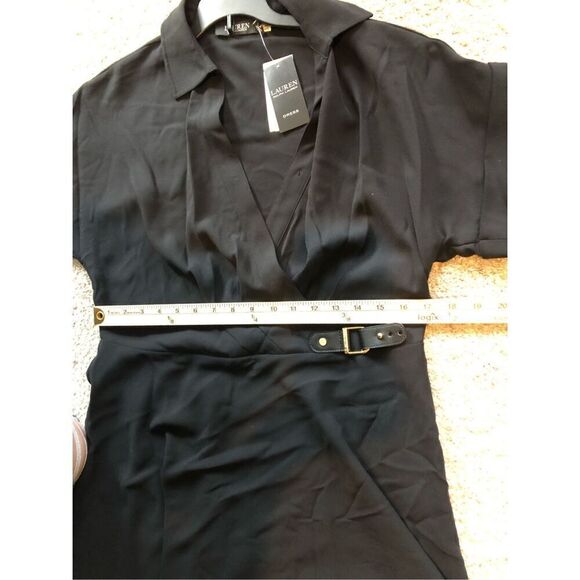 Lauren Ralph Lauren Women’s Black Collared Short Sleeve Elegant Dress Size 12 NW - Picture 5 of 8